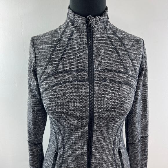 LULULEMON Define Jacket Heathered Gray White Full Zip High Neck Activewear Sz 6 - Picture 2 of 11